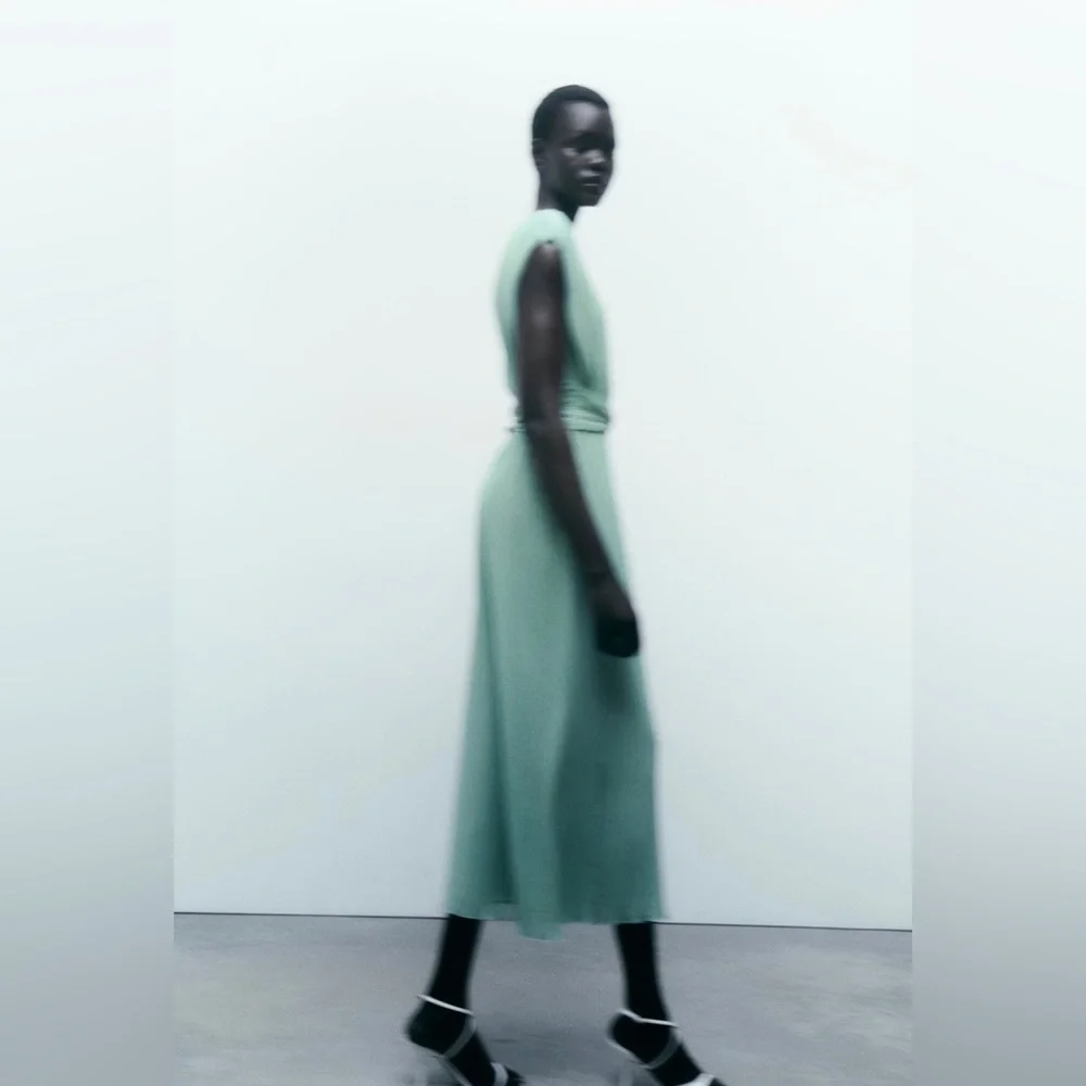 ZARA CLASSY KNOTTED PLEATED JUMPSUIT - Picture 2 of 9